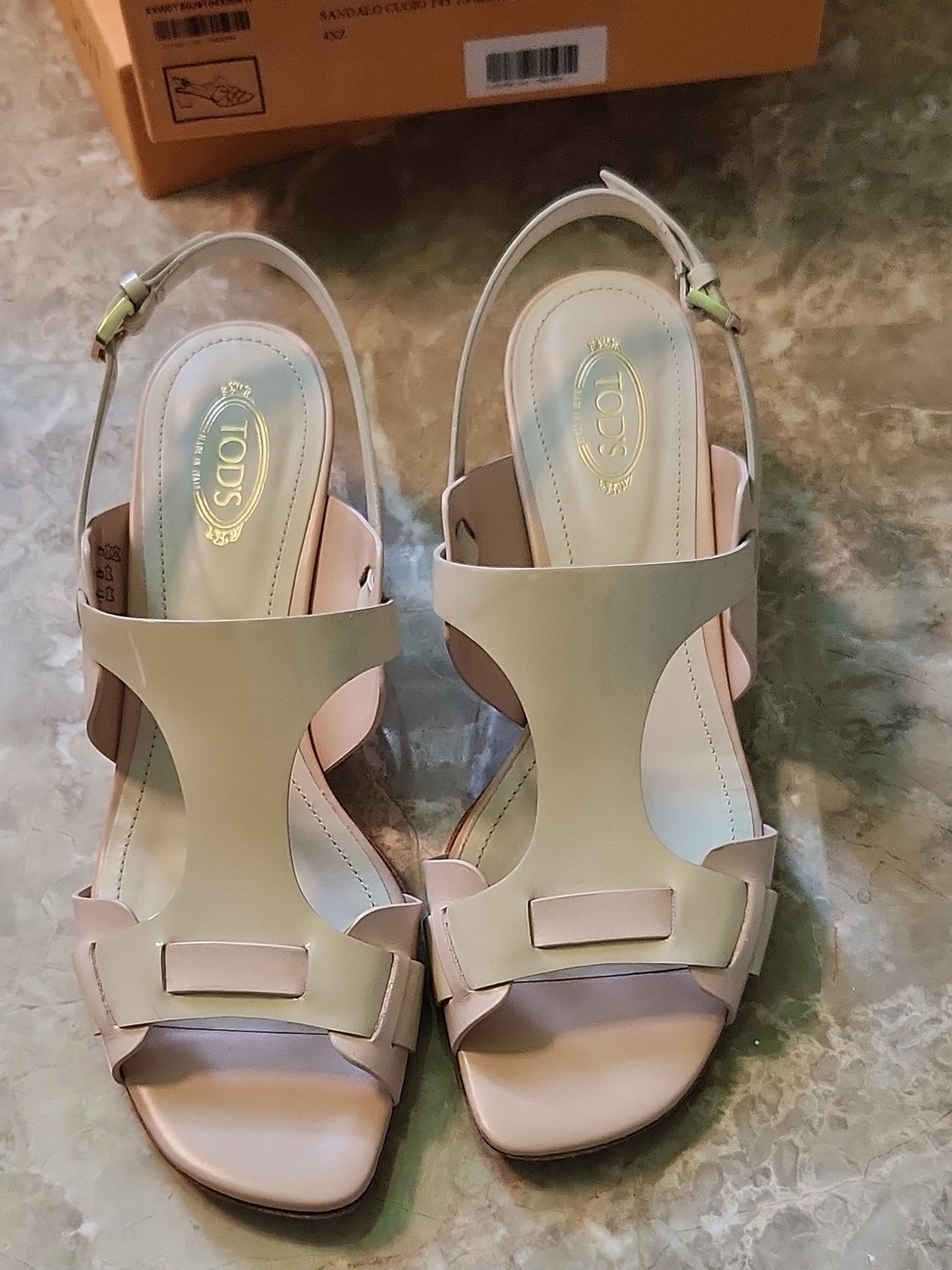 Tod's Women's Nude Leather Slingback Sandals